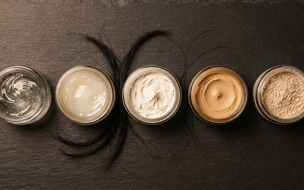 Vijf pomades naast elkaar voor dik haar