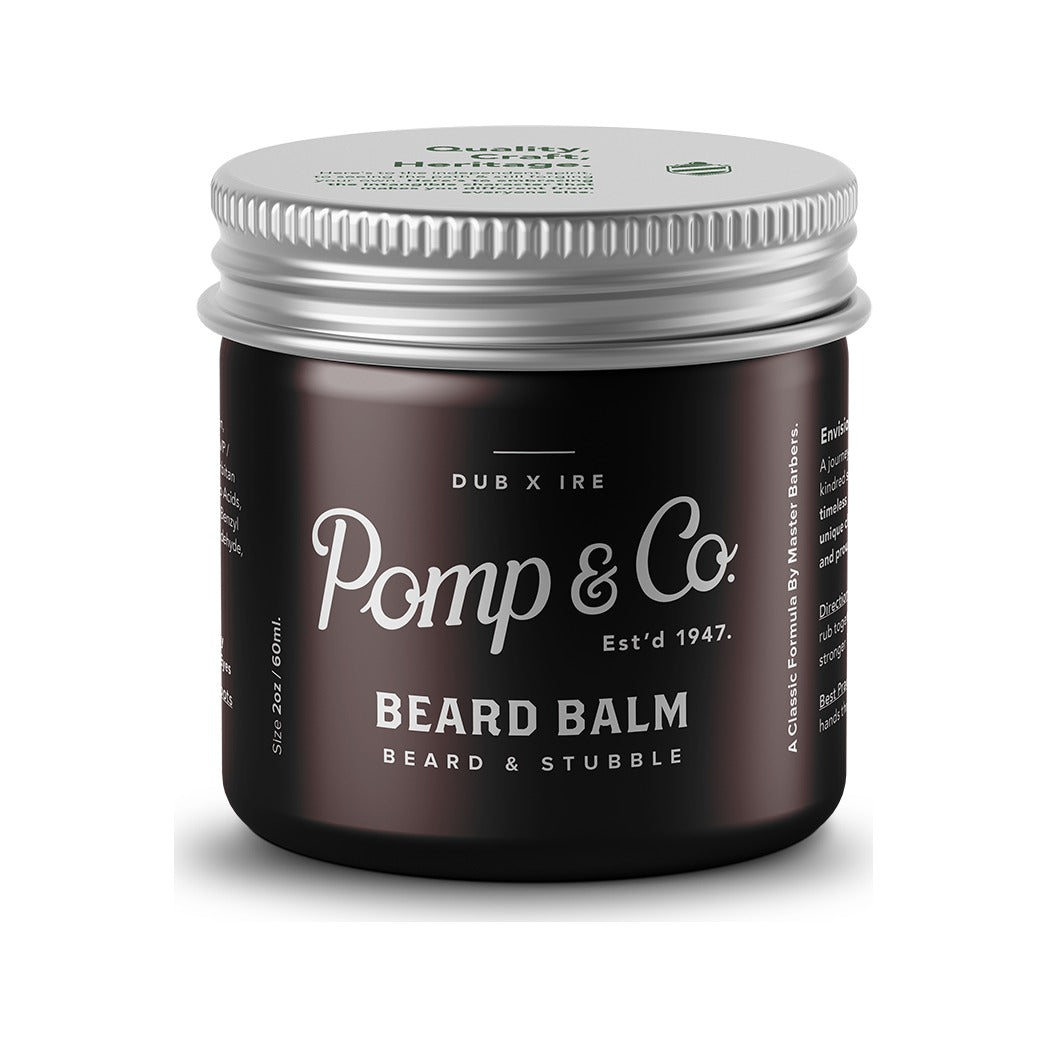 Pomp & Co. Beard Balm - geschlossener brauner Tiegel mit silbernem Deckel