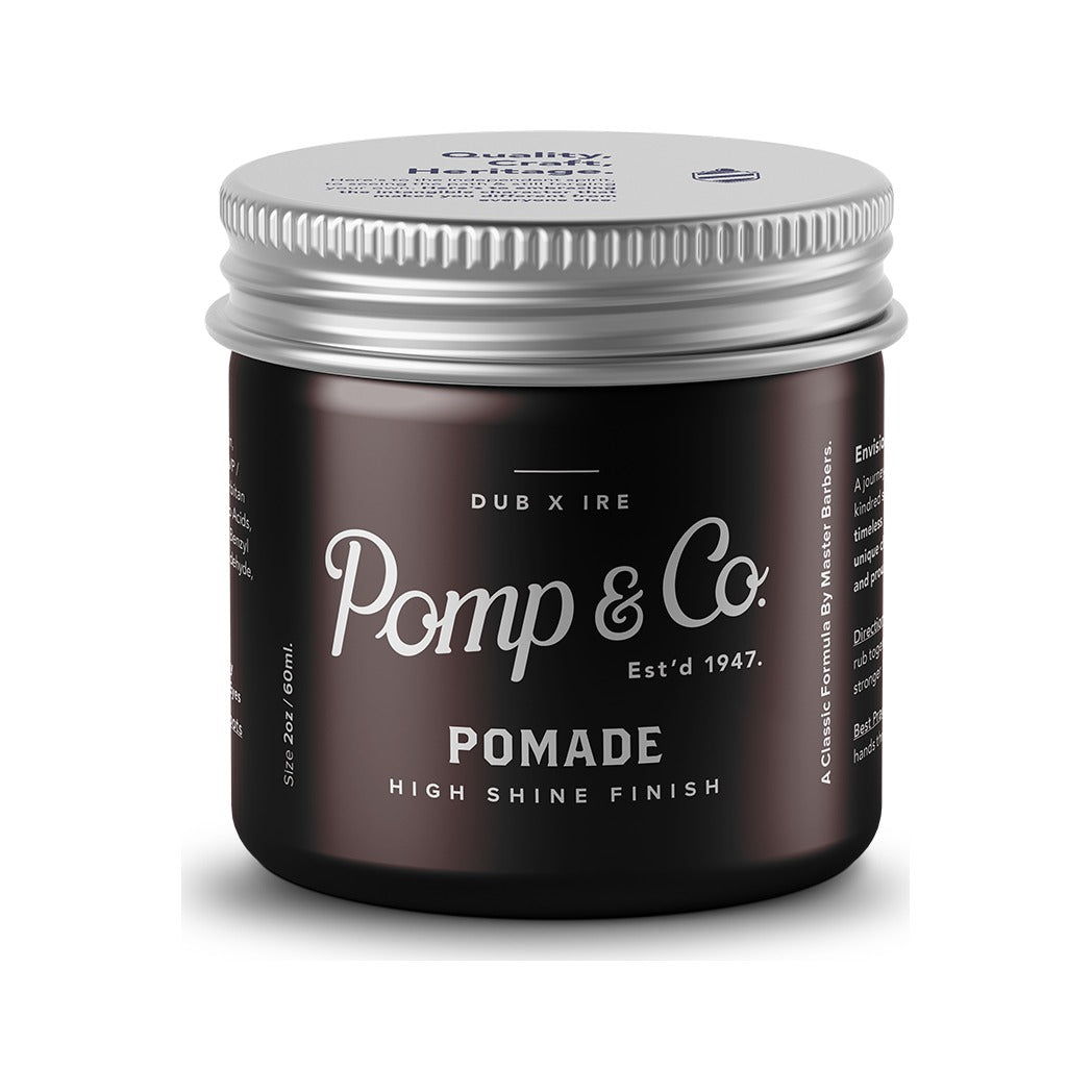 Pomp & Co. Pomade - Vorderansicht geschlossener Tiegel mit silbernem Deckel