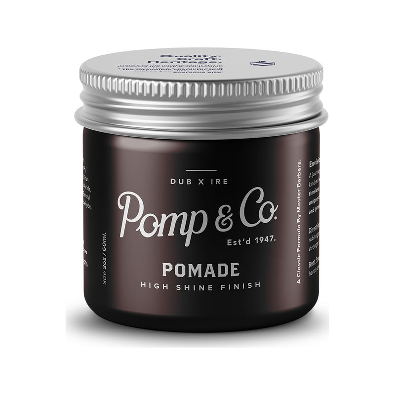 Pomp & Co. Pomade - Vorderansicht geschlossener Tiegel mit silbernem Deckel