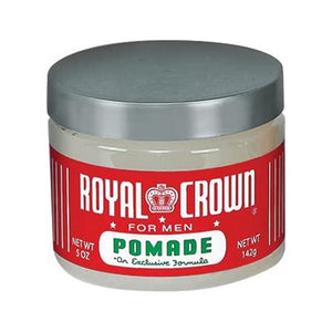 Royal Crown Pomade - durchsichtiger Tiegel mit rotem Etikett und silbernem Deckel
