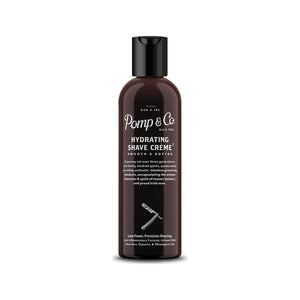 Pomp & Co. Shave Creme, Vorderansicht schwarze Flasche mit Klappdeckel