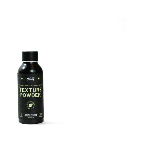 O'Douds Texture Powder, Vorderansicht schwarze Flasche mit Etikett